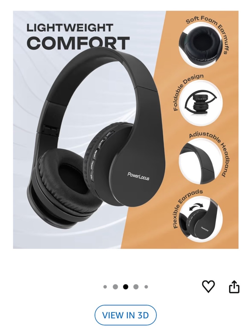 Lightweight Over-Ear Headphones - Black   B20
